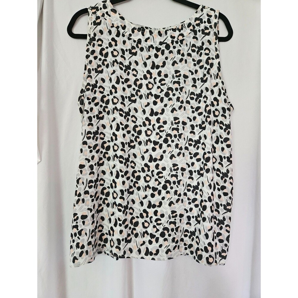 LOFT Tank Top, Women's Size Large, Pink Grey White‎ Black, Animal Print, Casual